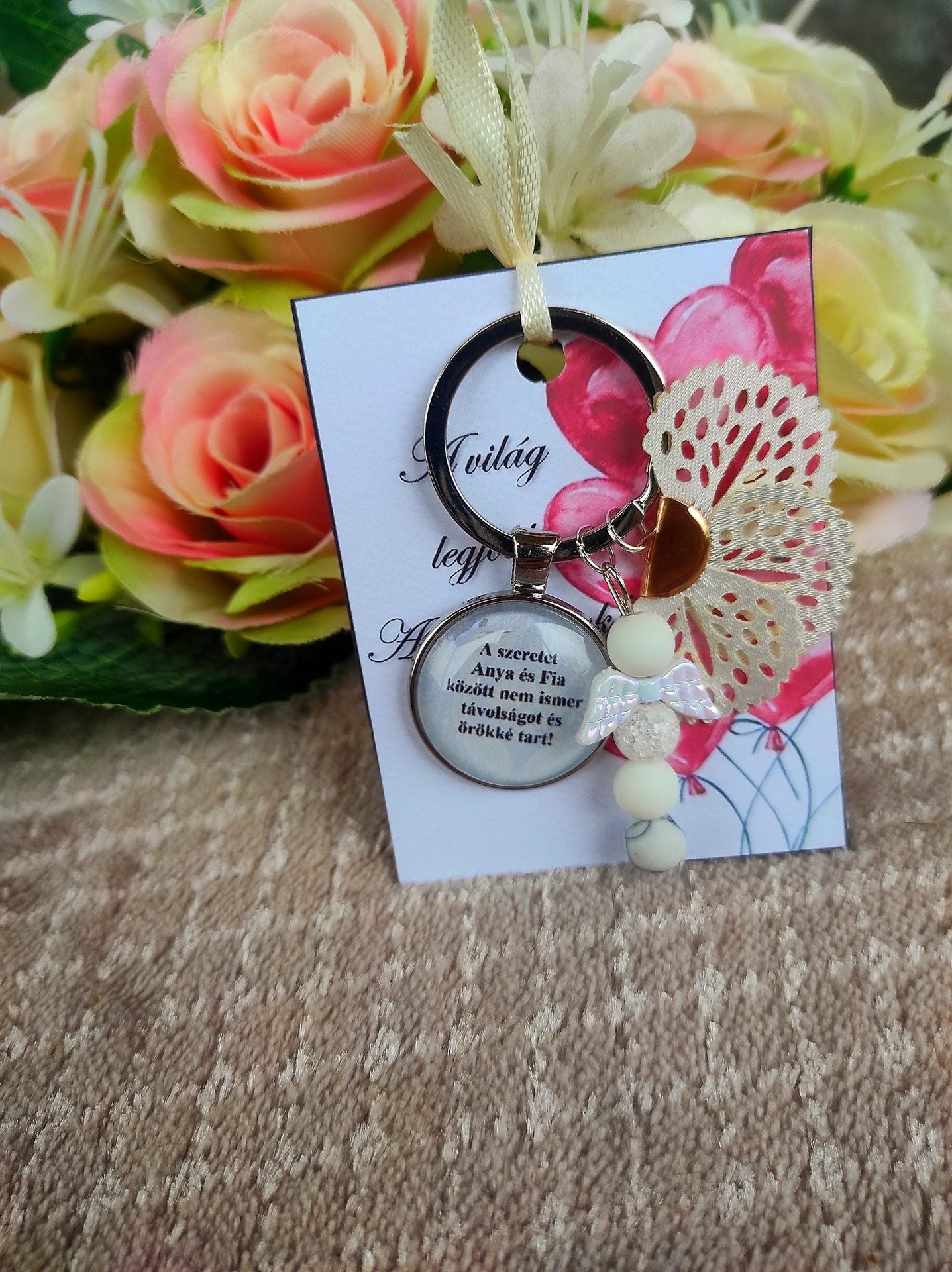 Anya fia / Anya lánya fehér kulcstartó